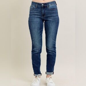 Judy Blue Medium Wash Slim Fit Mid Rise Cuffed Jeans